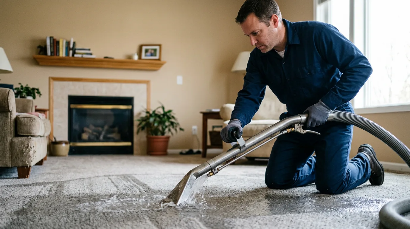 Water damage restoration technician working near Baldwin, NY